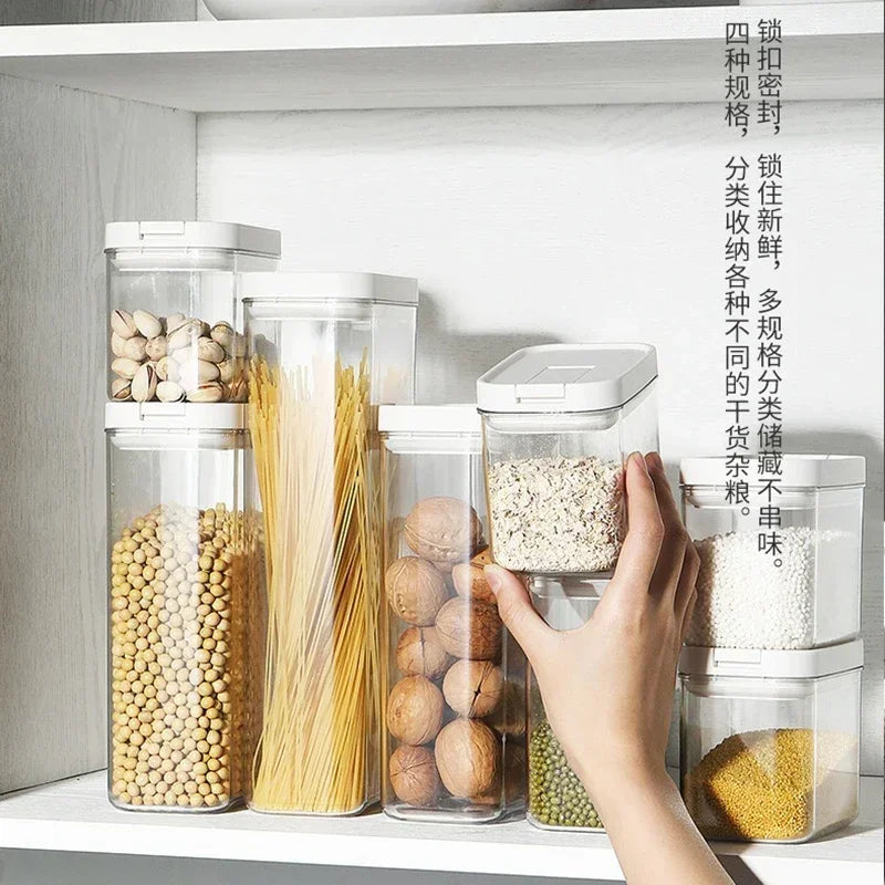 Clear Food Grade Plastic Storage Jar Airtight Seal for Kitchen Snacks Cereals Beans Kitchen Storage Organizer Kitchen Storage
