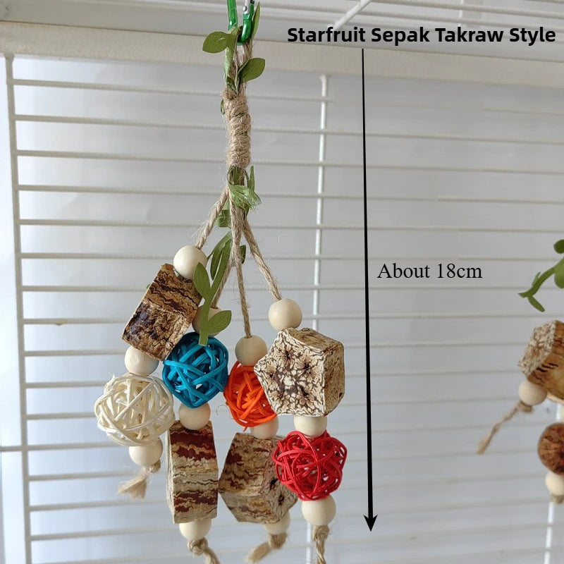 Bird Chewing Toy Funny Cotton Rope Pinecone Parrot Toys Bite Resistant Bird Tearing Toy Cockatiels Training Cage Toys For Birds