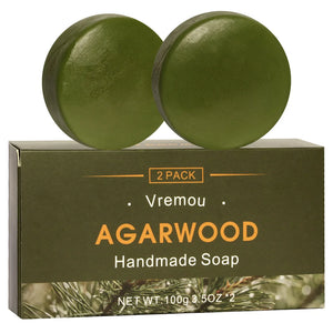 Sandalwood Soap - 2 Pack, Agarwood Soap - 2 Pack, Gentle Cleansing Handmade Soap, Plant Essential Oil Fragrance Body Soap