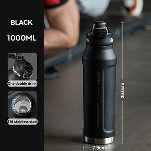 1L Thermos Water Bottle Stainless Steel Vacuum Flasks Keep Cold Hot Water Coffee bottles Portable Sport Gym Kettles With Straw