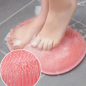 Foot Wash Mat Silicone Sponge Body Brush in The Shower Reusable Wall Mounted Back  Silicone Bath Foot Massage Pad Shower