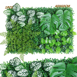 Green Artificial Plants Wall Panel Plastic Outdoor Lawns Fake Flowers Decor  Wedding Backdrop Party Garden Grass Flower Wall
