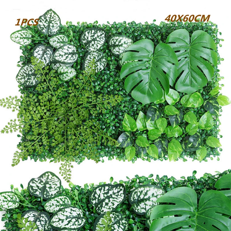 Green Artificial Plants Wall Panel Plastic Outdoor Lawns Fake Flowers Decor  Wedding Backdrop Party Garden Grass Flower Wall