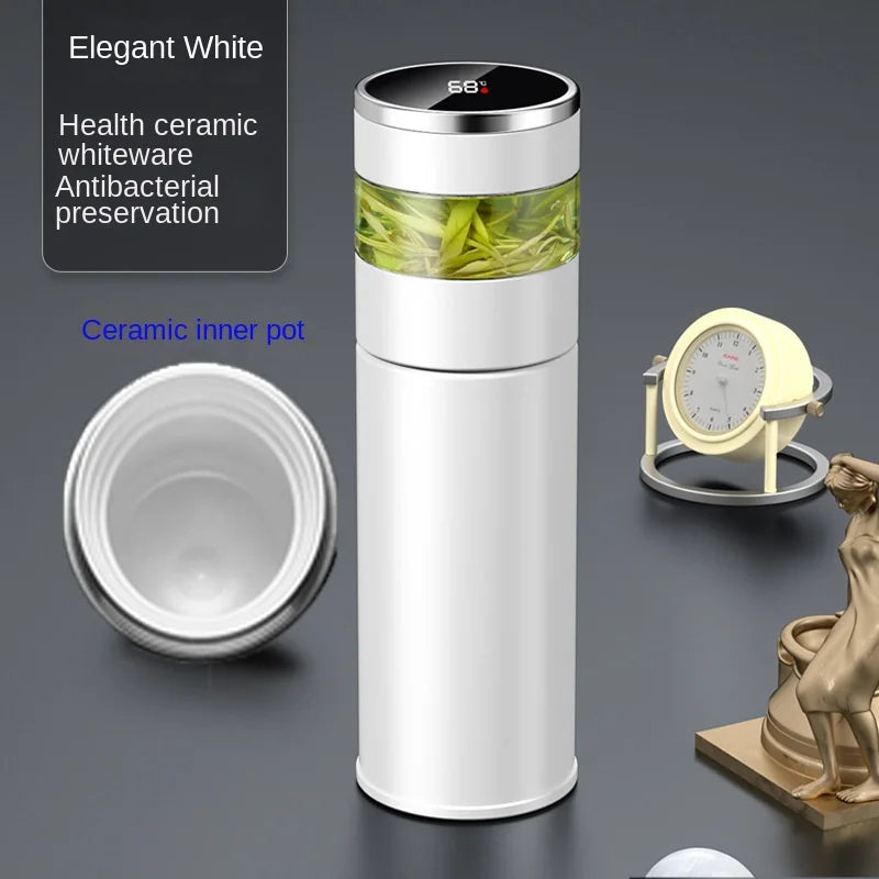 Tea Infuser Vacuum Flask Temperature LED Display 450ml Insulated Cup Stainless Steel Tumbler Thermos Bottle Travel Coffee Mug