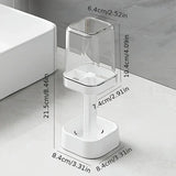 Bathroom Toothbrush Holder with Toothpaste Squeezer - 6 in 1 Wall Mount Organizer for Electric Brushes, Cups, Suction Cup Storag