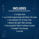 Aquarium, 10 Gallon, Complete Tropical Fish Tank Kit with LED Lighting for Freshwater Fish