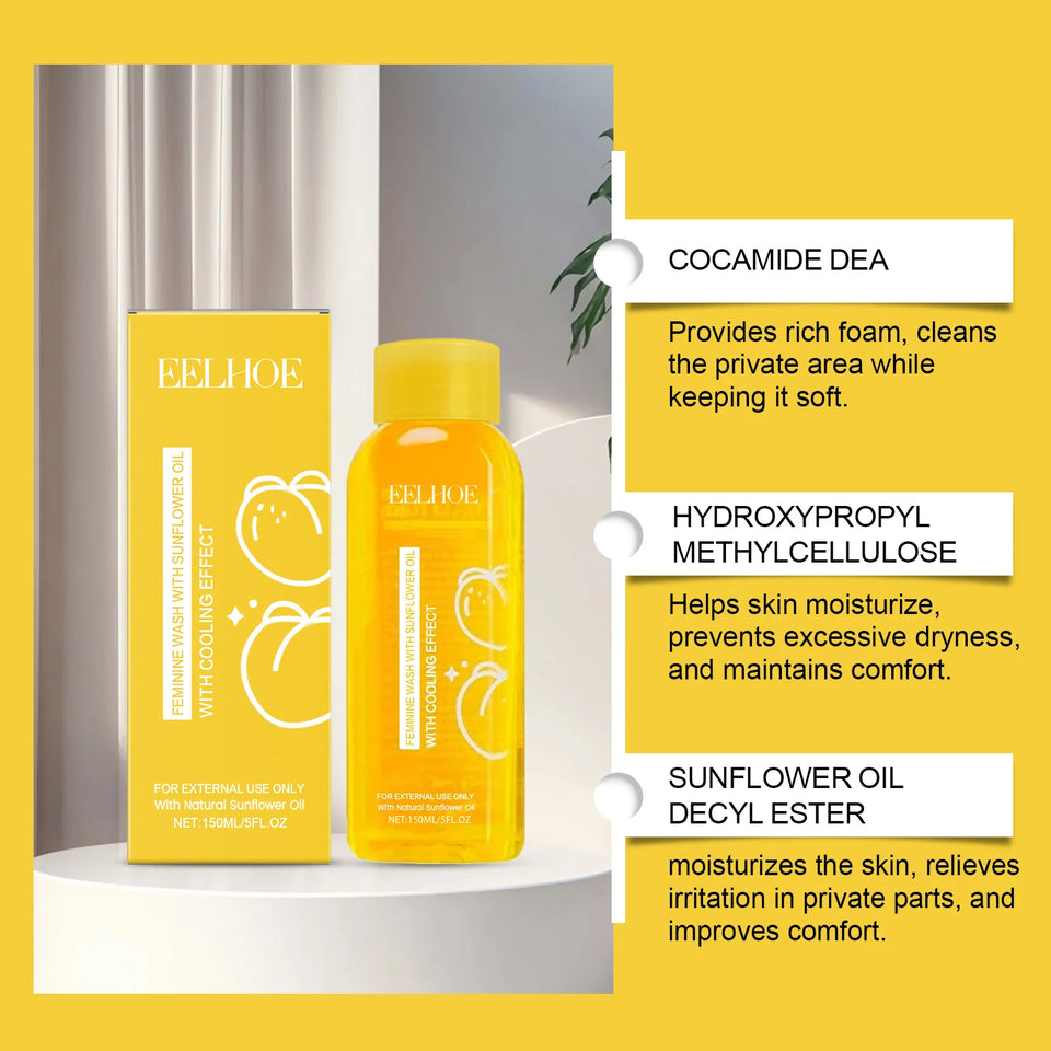 Female Body Wash with Natural Sunflower Oil Private Parts Cleansing Refreshing Oil Long-Lasting Fragrance Anti Itch Shower Gel