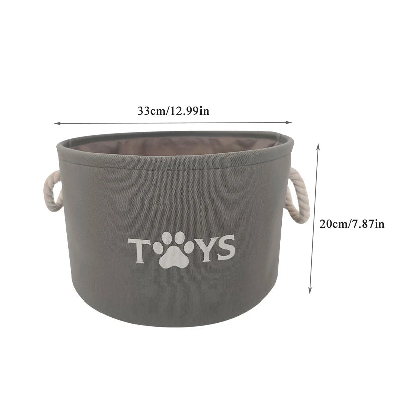 Round Pet Toy Basket Cat Dog Toys Storage Box Foldable Clothes Storage Basket with Handle Pet Supplies Dog Accessories