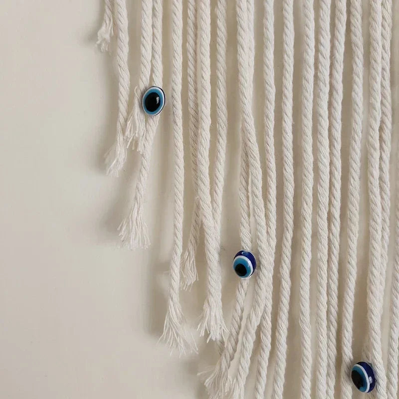Macrame Wall Hanging Handmade Turkish Evil Eye Pendant Tapestry Nazar Decoration for Home Living Room Wall Home Decor Gift Tapiz