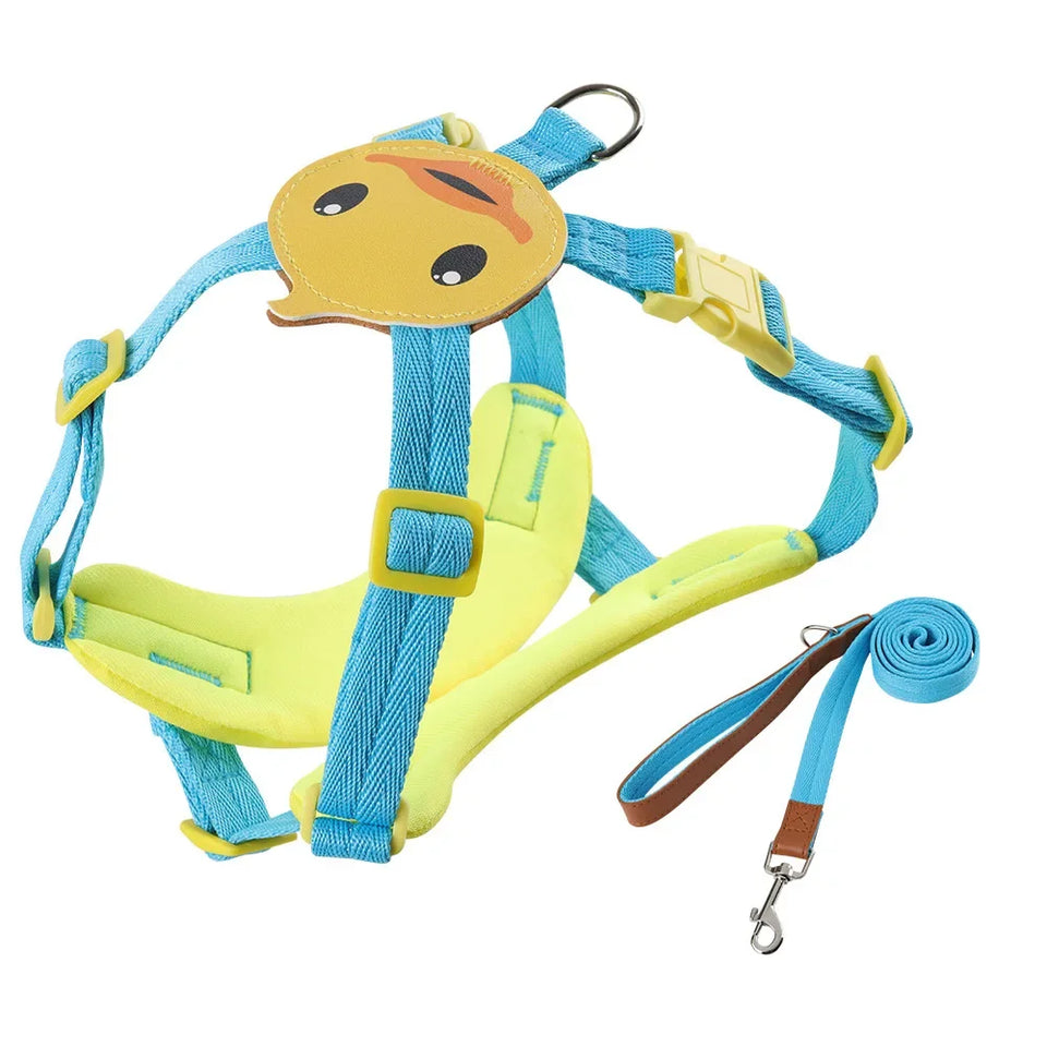 Cute Duck Adjustable Cat Harness Leash Pets Collar for Small Dog Cats Safe Comfortable Outdoor Walks Rope For Puppy Accessorie