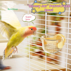 ♥♥♥Plastic Parrot Feeder,Transparent Bird Food Box,Splash-proof Water Feeder