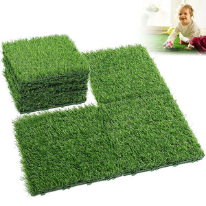 10 Pcs 12 Inchx12 Inch Fake Grass Deck Turf Tiles Interlocking Grass Deck Tiles Flooring Decor Pad for Garden Lawn Patio Balcony