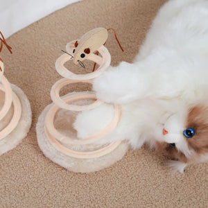 Cat Toy & Scratcher Set - Spiral Steel Spring Linen Disc Scratching Pad + Linen Mouse, Durable Cat Scratching Toy for Nail Care