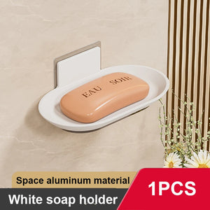 Bathroom Aluminum Alloy Soap Dish Free-Punching Wall Mounted Soap Sponge Holder Organizer Accessories Kitchen Soap Holder