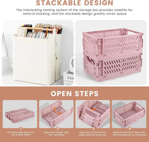 3 Pack Craft Organizers and Storage Set Portable Plastic Art Caddy with Handle & 2 Foldable Art Supply Storage Box Art Bin Craft