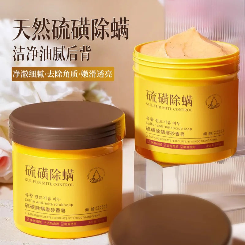 500g Sulfur Mite Removal Scrub Exfoliating Dead Skin Bath Cleanser Mud Scrub Body Wash Sulfur Mud