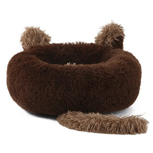 Cartoon Cat Bed Pet Nest Super Soft Warm Round Pet for Bed Semi Enclosed Dog and Cat House 2 in 1 Sleeping Bag Cat Princess Bed