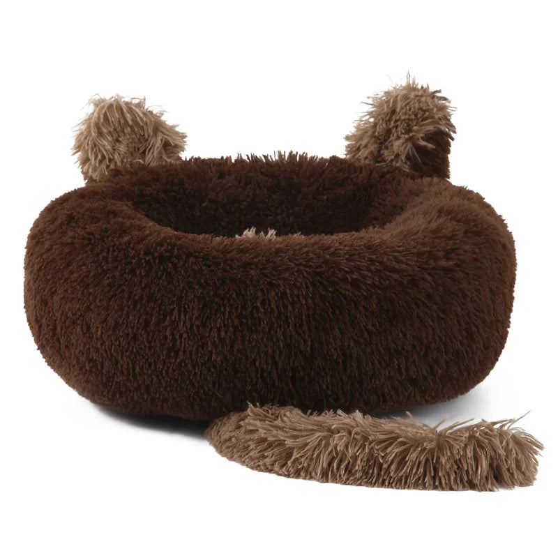 Cartoon Cat Bed Pet Nest Super Soft Warm Round Pet for Bed Semi Enclosed Dog and Cat House 2 in 1 Sleeping Bag Cat Princess Bed