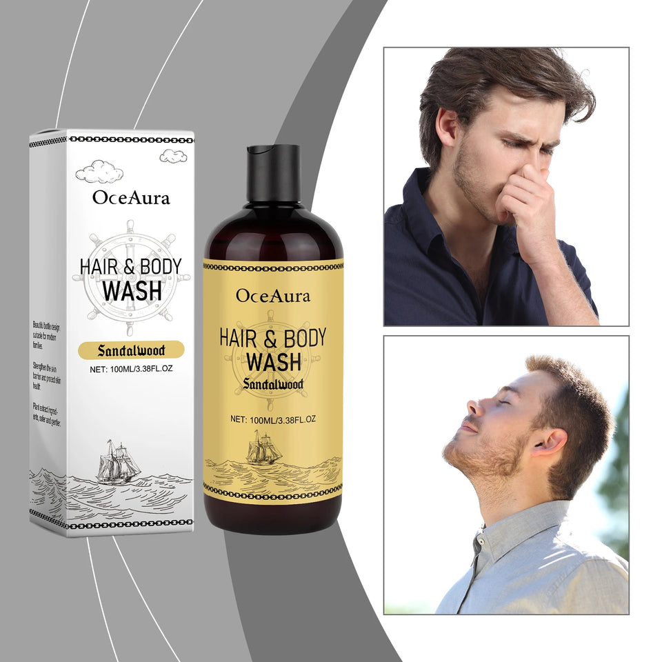 OceAura 2-in-1 Shampoo & Body Wash for Men - Moisturizing Body Wash, Skin & Scalp Cleanser, Hair Shampoo