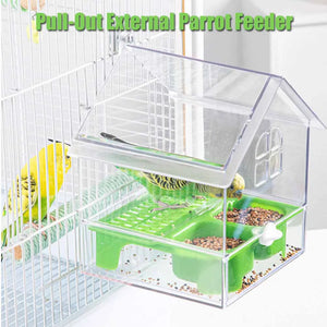 Bird Cage Feeder Parakeet Bathtub Drinker Feeding Portable Multifunction Hanging Bird Bath Hanging Shower Box for Parakeets