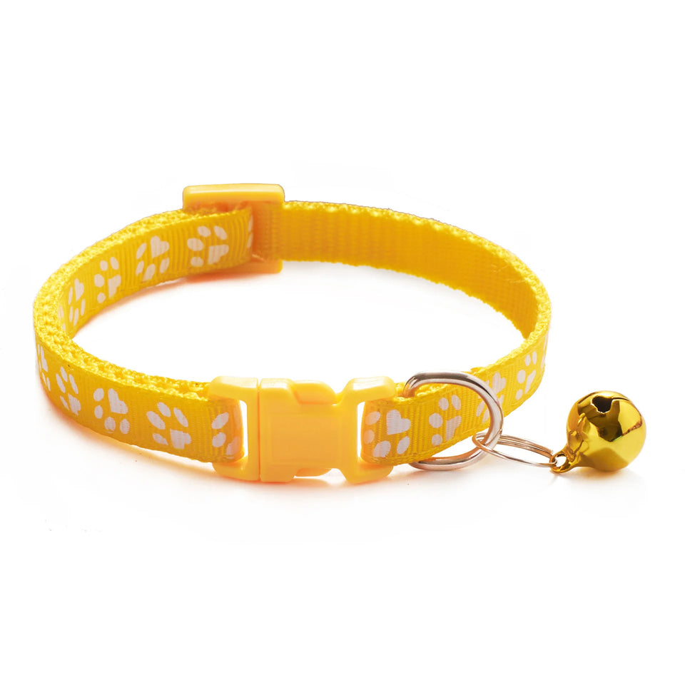 HABO Collar With Bell Cartoon Footprint Colorful Dog Puppy Cat Accessories Kitten Collar Adjustable Safety Bell Ring Necklace