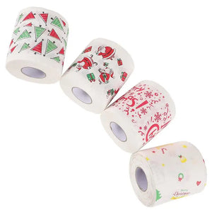 4 Rolls Christmas Pattern Toilet Paper Xmas Santa Claus Decor Tissue Towel Napkin Napkins
