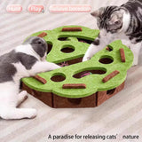 Interactive Cat Puzzle Box Toy with Bell - Felt Maze Game for Mental Stimulation, Enrichment, Scratching Exercise for Indoor Cat