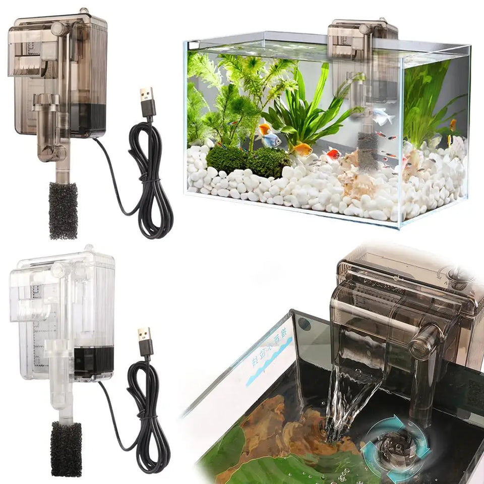 Fish Tank Filter Water Pumps External Hang Up Filter For Aquarium Filter Oxygen Submersible Water Purifier Suspended Filter