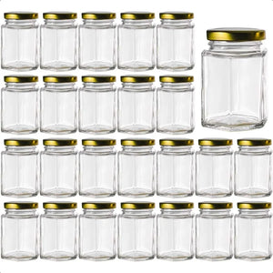Glass Jars With Lids 4 OZ Mason Jars Spice Jars Honey Jars Hexagon Jars for Sealing Canning Jars for Food Storage Overnight Oat