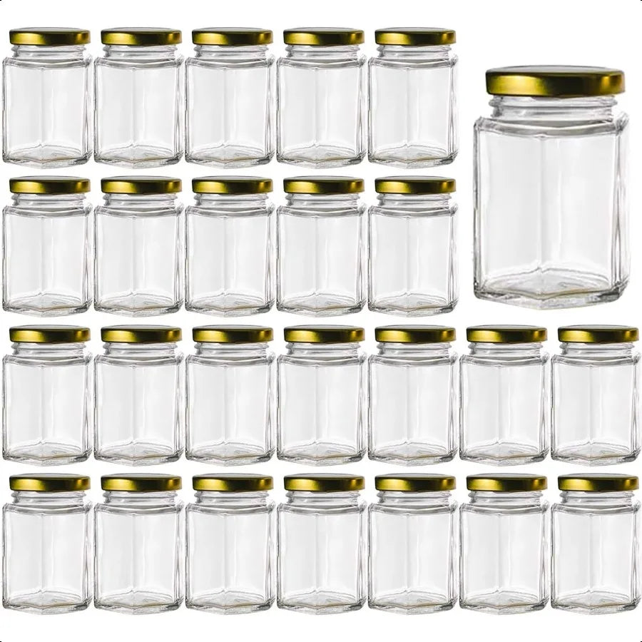 Glass Jars With Lids 4 OZ Mason Jars Spice Jars Honey Jars Hexagon Jars for Sealing Canning Jars for Food Storage Overnight Oat