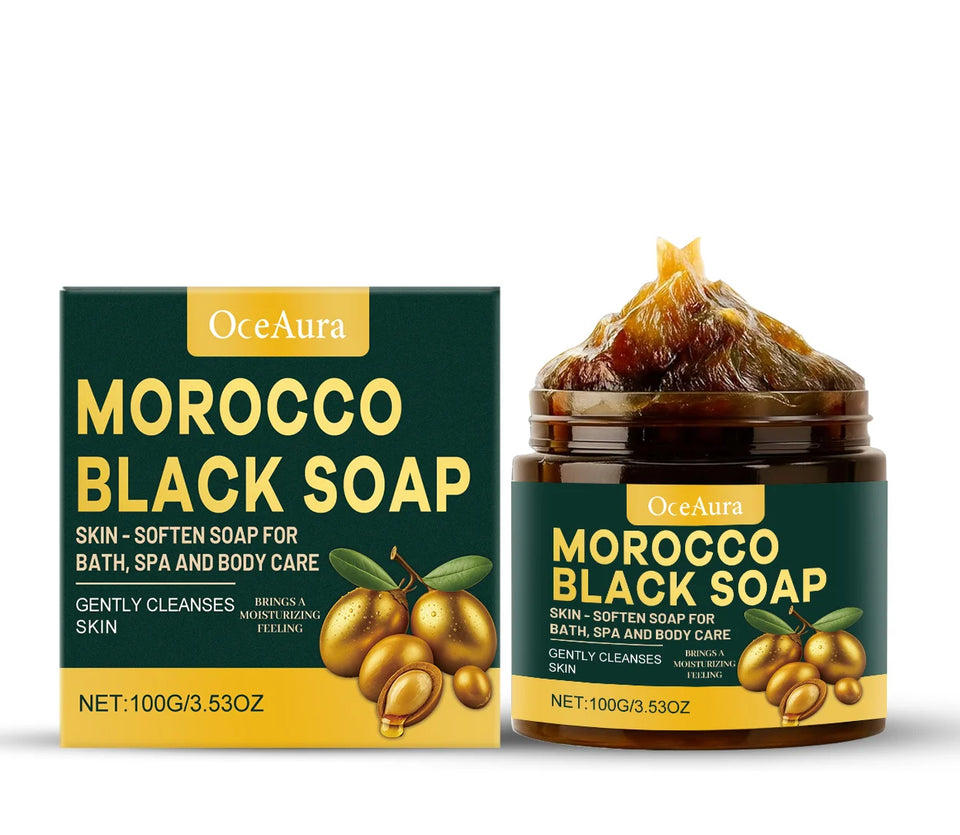 Natural Morocco Black Soap Dead Skin Remover Body Scrub Purifying Deep Cleansing Gentle on All Skin Types 100G/3.530Z