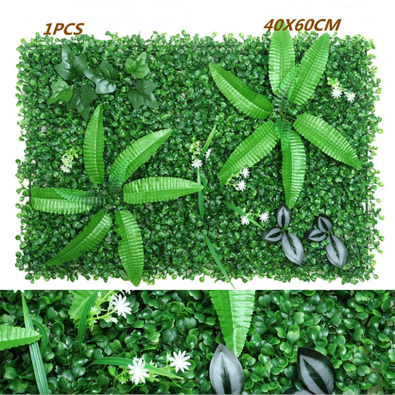 Green Artificial Plants Wall Panel Plastic Outdoor Lawns Fake Flowers Decor  Wedding Backdrop Party Garden Grass Flower Wall
