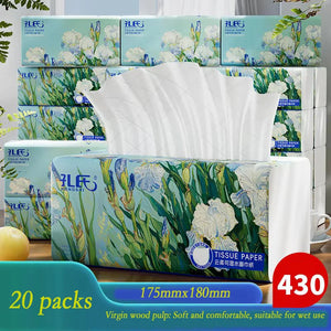 20 Packs Full Case of 400 Sheets of Toilet Paper Log Napkins Embossed Facial Tissue Paper Household Paper Towels