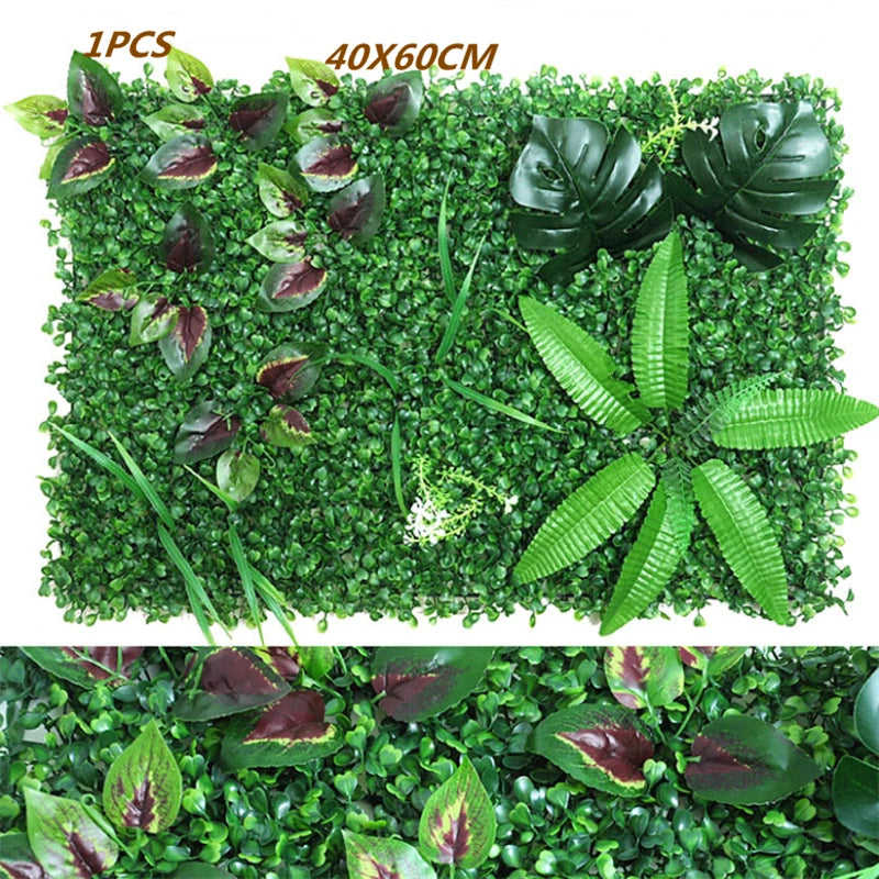 Green Artificial Plants Wall Panel Plastic Outdoor Lawns Fake Flowers Decor  Wedding Backdrop Party Garden Grass Flower Wall