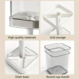 Bathroom Toothbrush Holder with Toothpaste Squeezer - 6 in 1 Wall Mount Organizer for Electric Brushes, Cups, Suction Cup Storag