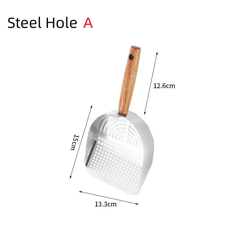 Cat Litter Shovel Pet Cleaning Tool carbon steel Wooden Handle Washable Kitten Litter Scoop Cats Toilet Cleaning Shovel Tool