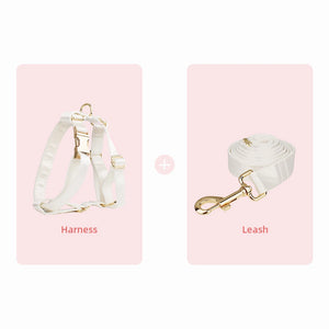 Bowtie Dog Collar Leash Harness White Unique Style Necklace with Detachable Bow Tie for Puppy Small Medium Large Dogs Wedding