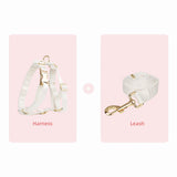 Bowtie Dog Collar Leash Harness White Unique Style Necklace with Detachable Bow Tie for Puppy Small Medium Large Dogs Wedding