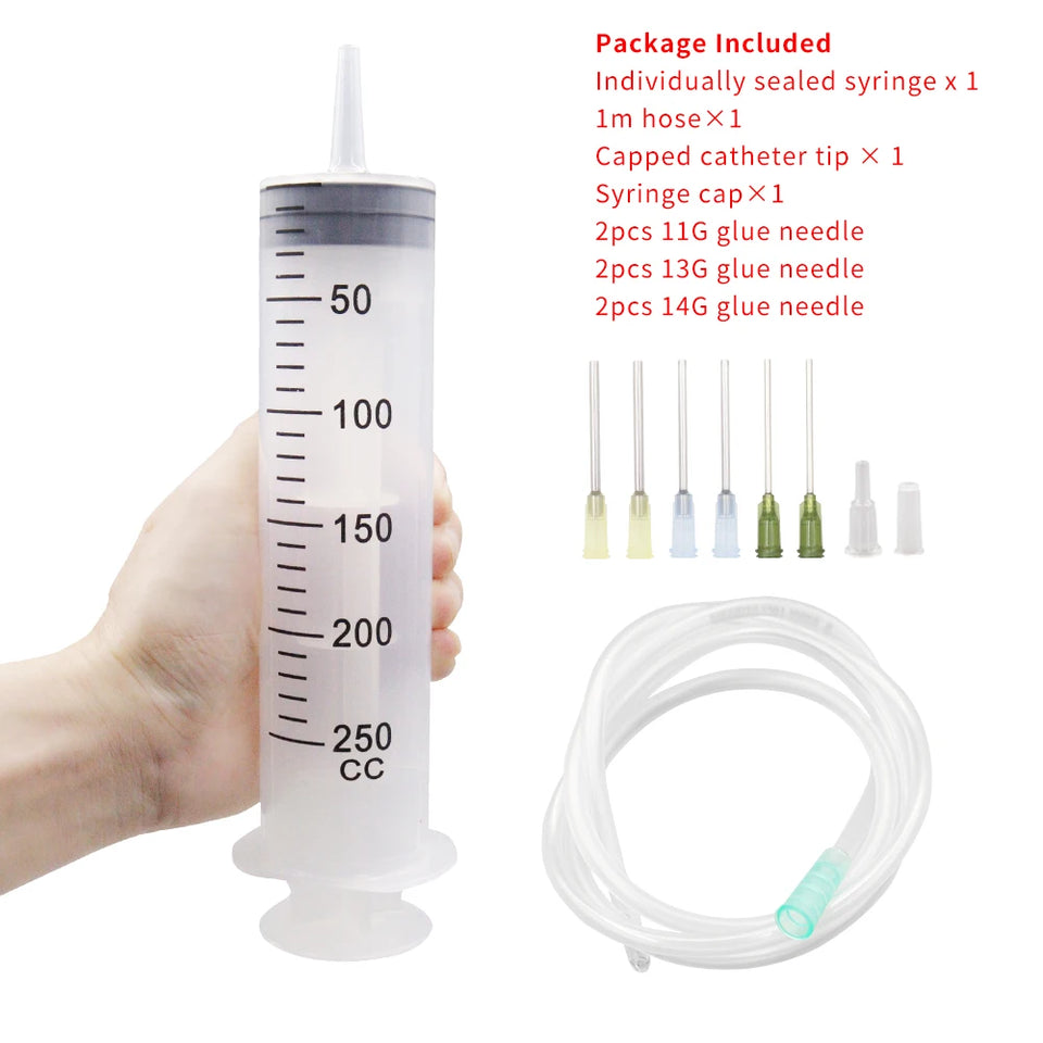 100-550ml Large Syringes With Tube for Liquid Plastic Syringes With Tip Cap for Glue Dispensing, Watering, Refilling, Feeding