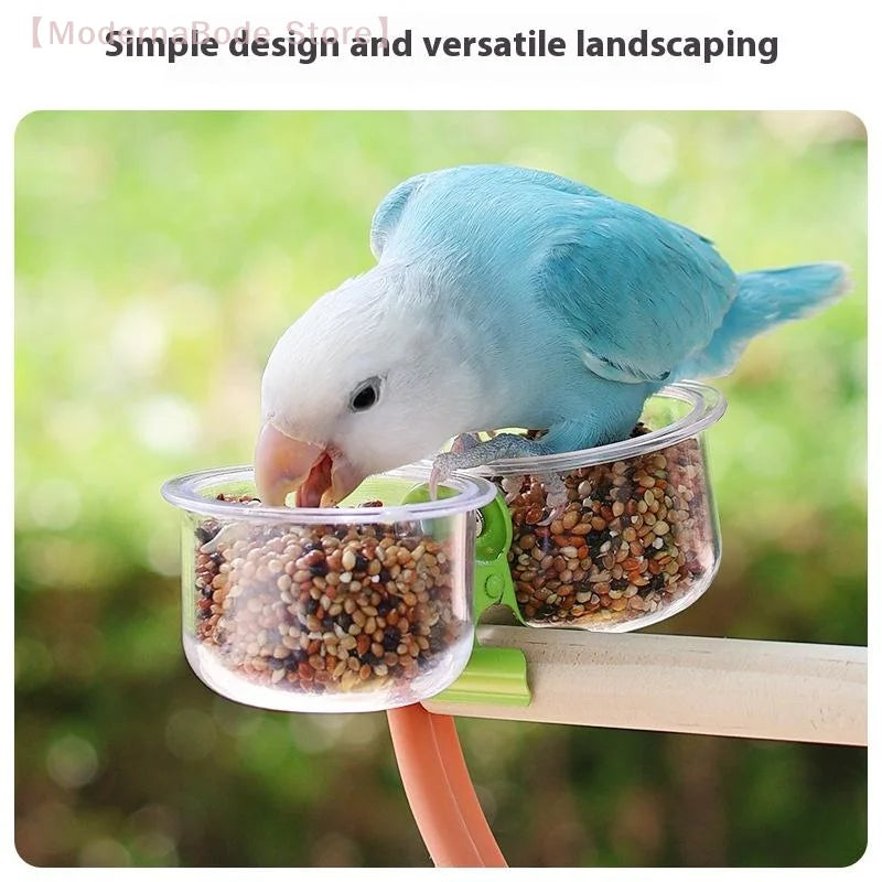【N】Parrot Food Bowl Feeder Cup With Clip Small Pet Bird Feeder Water Bowl Bird Cage Feeder Pet Feeding Basin Bracket Accessories