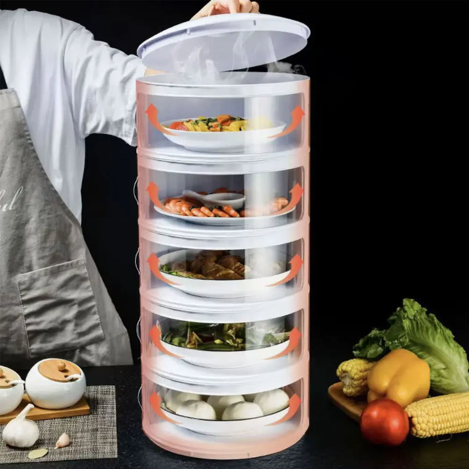 Anti Fly Vegetable Cover Food Insulation Covers 3/4/5 Layer Transparent Stackable Dustproof Leftovers Food Storage Box Container