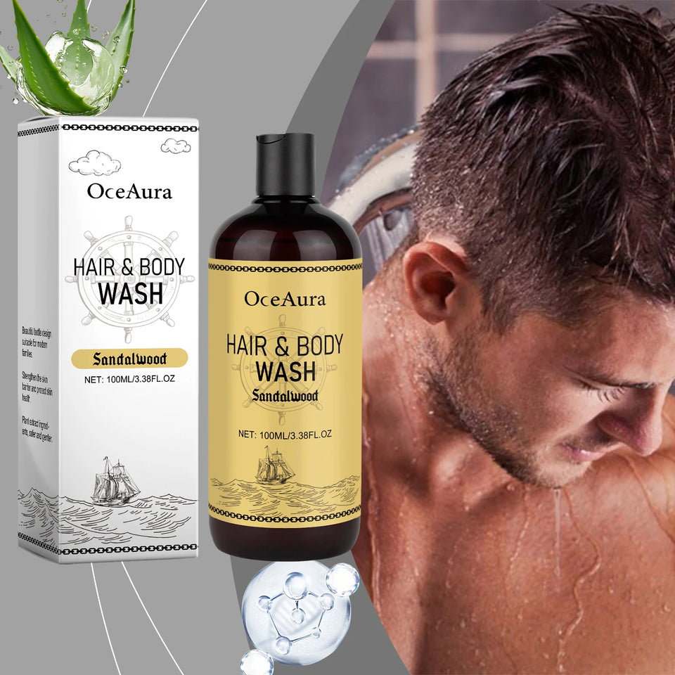 OceAura 2-in-1 Shampoo & Body Wash for Men - Moisturizing Body Wash, Skin & Scalp Cleanser, Hair Shampoo