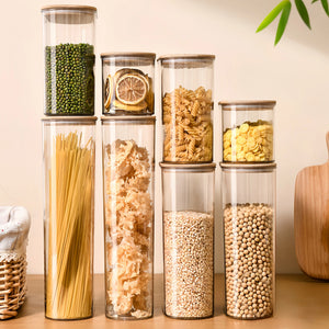 Hermetic Containers for Food Storage Pots Jar With Bamboo Lid Sealed Container Sugar Tea Cans Airtight Kitchen Coffee Jars