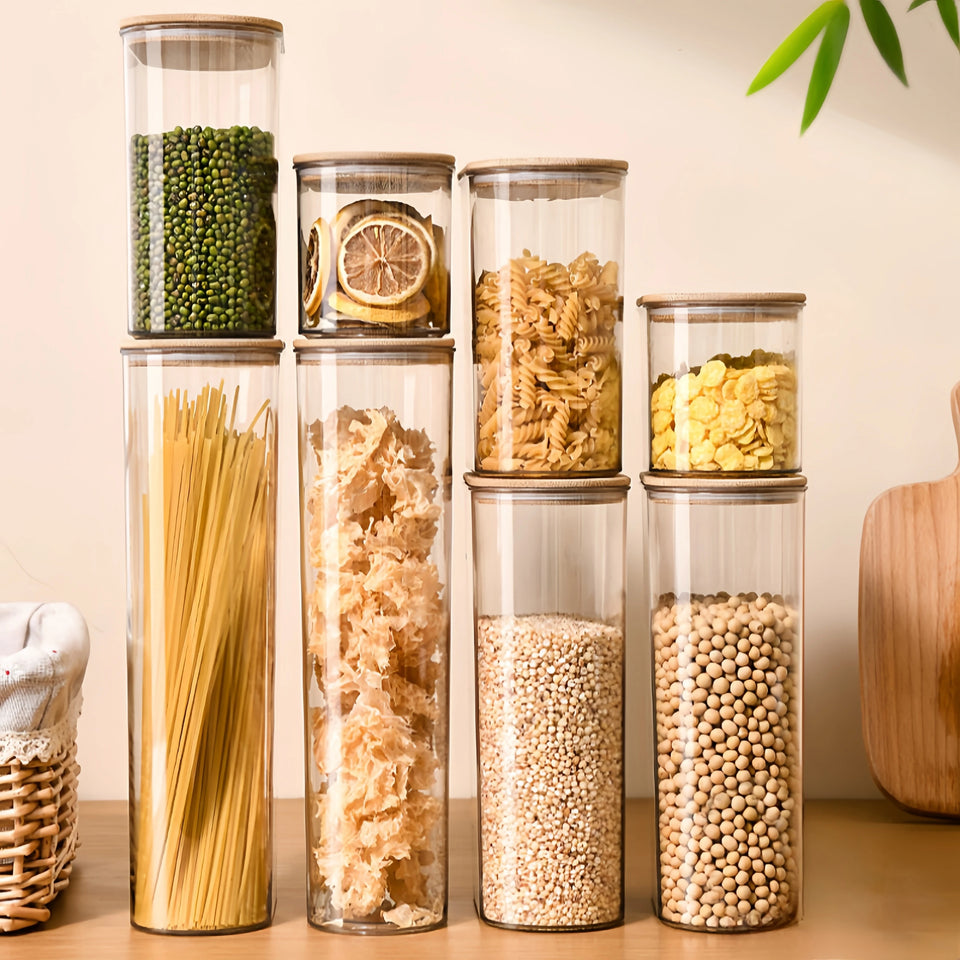 Hermetic Containers for Food Storage Pots Jar With Bamboo Lid Sealed Container Sugar Tea Cans Airtight Kitchen Coffee Jars