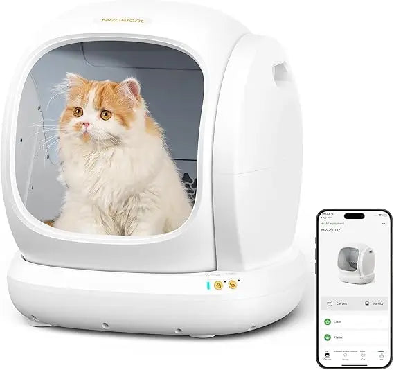 Automatic Open-Top Cat Litter Box with App Control, Safety Features, and Odor Control, Large 75L Capacity
