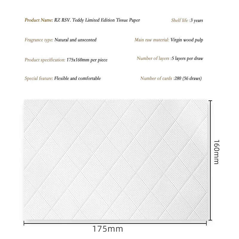 12 large packs of household facial tissues Soft and durable, 5 layers of high-quality toilet paper natural pulp napkins