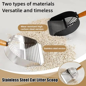 Cat Litter Shovel Pet Cleaning Tool carbon steel Wooden Handle Washable Kitten Litter Scoop Cats Toilet Cleaning Shovel Tool