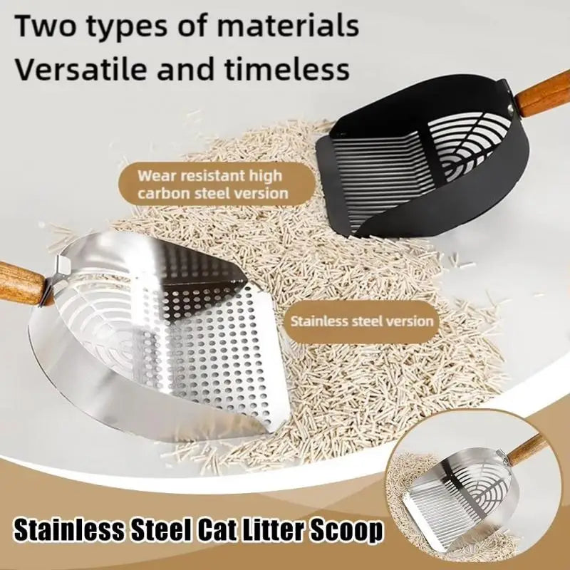Cat Litter Shovel Pet Cleaning Tool carbon steel Wooden Handle Washable Kitten Litter Scoop Cats Toilet Cleaning Shovel Tool