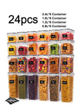 24pcs Airtight food storage containers with LIDS, plastic cookie jars for kitchen pantry organization and storage, including lab