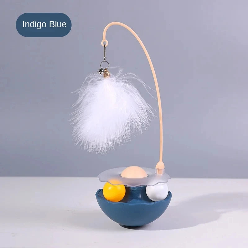 Tumbler Cat Toy Removable Stick Feather Scratching Ball Anti-Bite Turntable Interactive Toy Interesting Pet Supplies